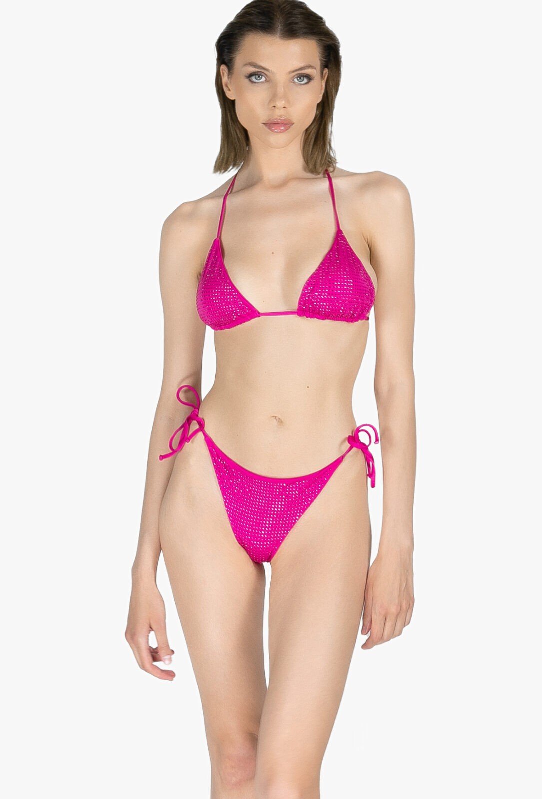 Fuchsia rhinestone bikini